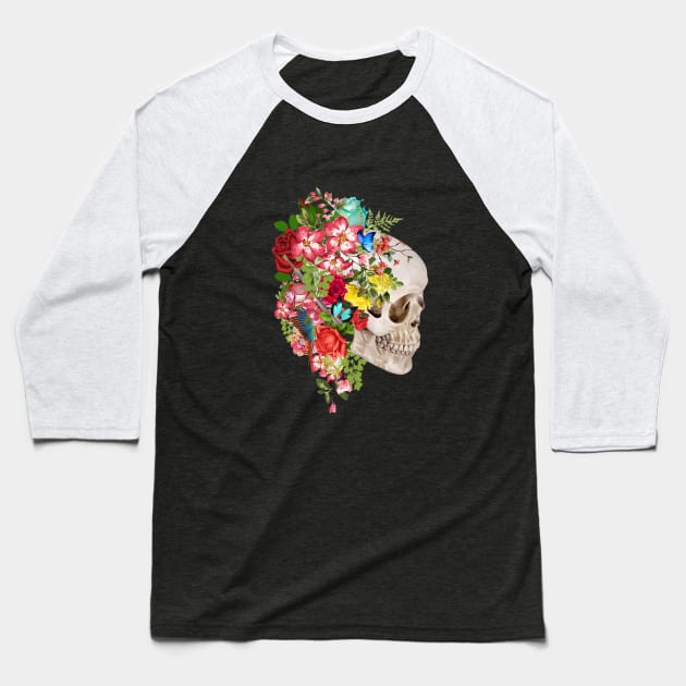 skull floral Baseball T-Shirt by MARK ASHKENAZI